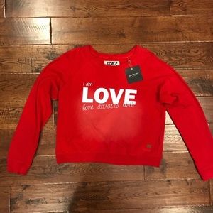 Peace Love World NWT I Am Love Sweatshirt Red S